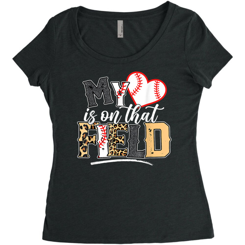 Leopard Softball Mom, My Heart Is On That Field Baseball Women's Triblend Scoop T-shirt by rastyrocl | Artistshot