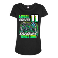 Level 11 Unlocked Crushing It 2011 Video Game 11th Birthday Maternity Scoop Neck T-shirt | Artistshot