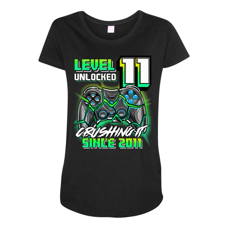 Level 11 Unlocked Crushing It 2011 Video Game 11th Birthday Maternity Scoop Neck T-shirt by rastyrocl | Artistshot