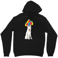 White Shepherd T  Shirt White Swiss Shepherd With Ballons Gift T  Shir Unisex Hoodie | Artistshot