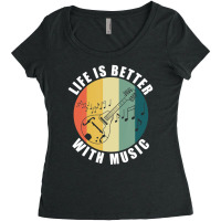 Life With Mandolin Mandolin Player Musician Women's Triblend Scoop T-shirt | Artistshot