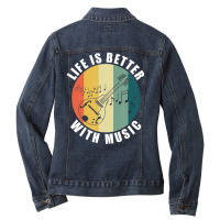 Life With Mandolin Mandolin Player Musician Ladies Denim Jacket | Artistshot