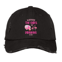 Flamingo Bird Tropical Warning The Girls Are Drinking Again Cute Campi Vintage Cap | Artistshot