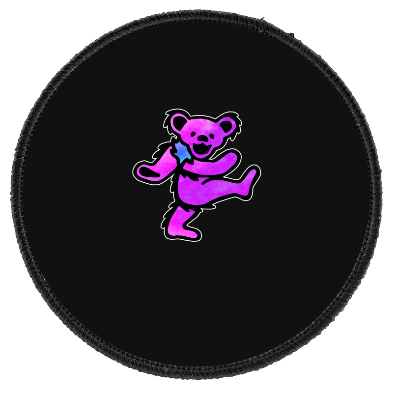 Pink Grateful Dancing Hippie Classic Rock Dead Bear Round Patch | Artistshot