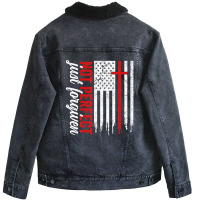 Not Perfect Just Forgiven Christian God Jesus American Flag Unisex Sherpa-lined Denim Jacket | Artistshot