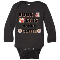 Book Cats And Coffee Long Sleeve Baby Bodysuit | Artistshot