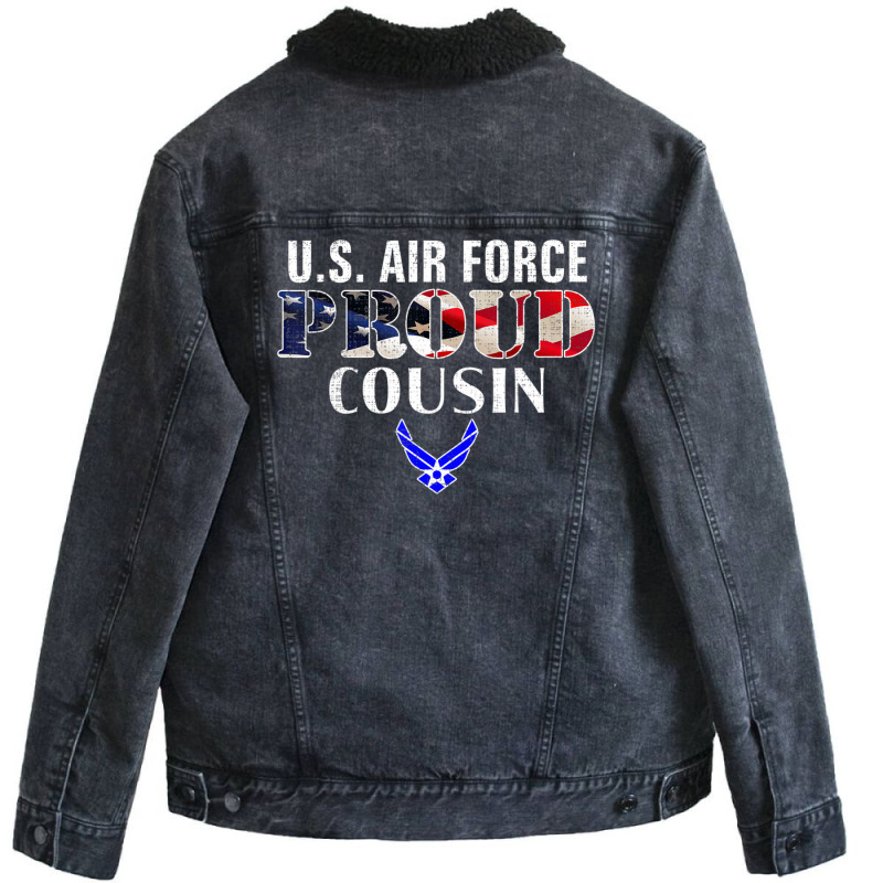 Us Proud Air Force Cousin With American Flag Veteran Unisex Sherpa-Lined Denim Jacket by seifertmurryq3jmxs | Artistshot