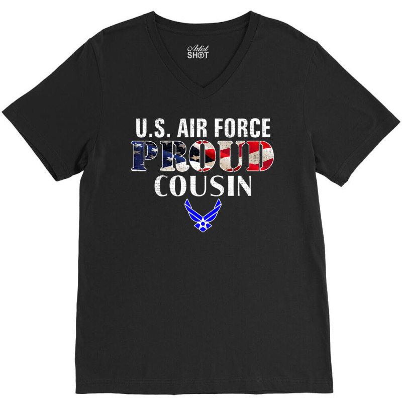 Us Proud Air Force Cousin With American Flag Veteran V-Neck Tee by seifertmurryq3jmxs | Artistshot