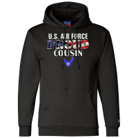 Us Proud Air Force Cousin With American Flag Veteran Champion Hoodie | Artistshot