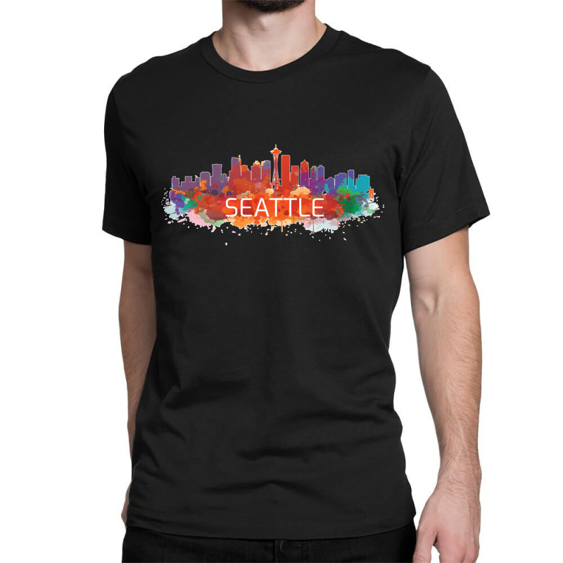 Seattle City Skyline Washington State Casual Gifts Pullover Hoodie Classic T-shirt by DARRELLWAYNEWELLS | Artistshot