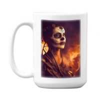 Beautiful Woman Warrior After A Battle With Skeletons T Shirt 15 Oz Coffee Mug | Artistshot