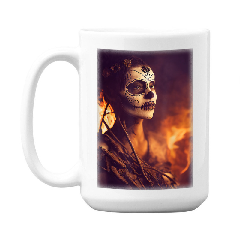 Beautiful Woman Warrior After A Battle With Skeletons T Shirt 15 Oz Coffee Mug | Artistshot