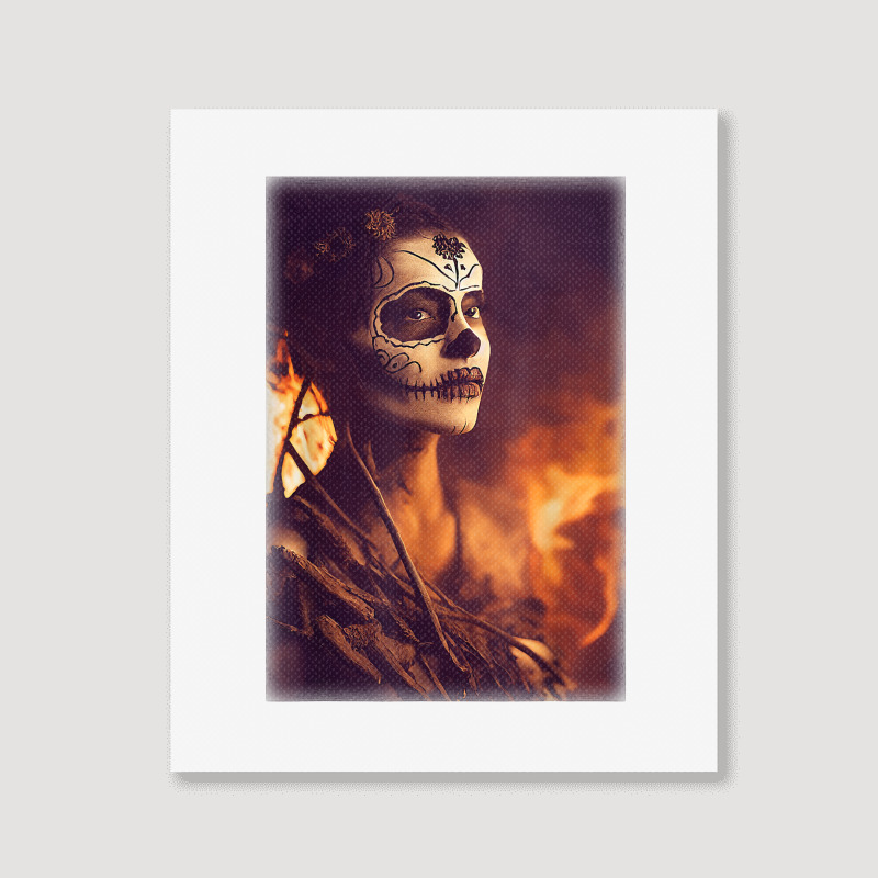 Beautiful Woman Warrior After A Battle With Skeletons T Shirt Portrait Canvas Print | Artistshot