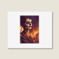 Beautiful Woman Warrior After A Battle With Skeletons T Shirt Landscape Canvas Print | Artistshot