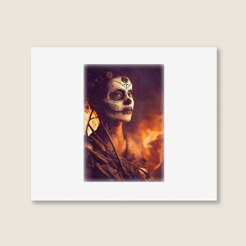 Beautiful Woman Warrior After A Battle With Skeletons T Shirt Landscape Canvas Print | Artistshot