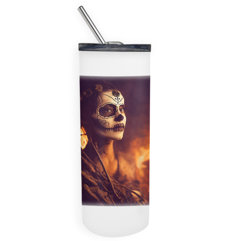 Beautiful Woman Warrior After A Battle With Skeletons T Shirt Skinny Tumbler | Artistshot