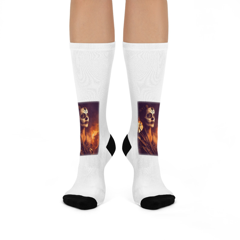 Beautiful Woman Warrior After A Battle With Skeletons T Shirt Crew Socks | Artistshot