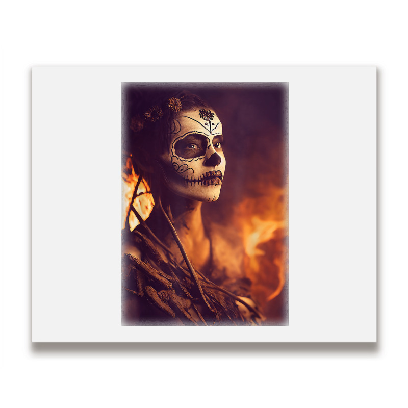 Beautiful Woman Warrior After A Battle With Skeletons T Shirt Metal Print Horizontal | Artistshot