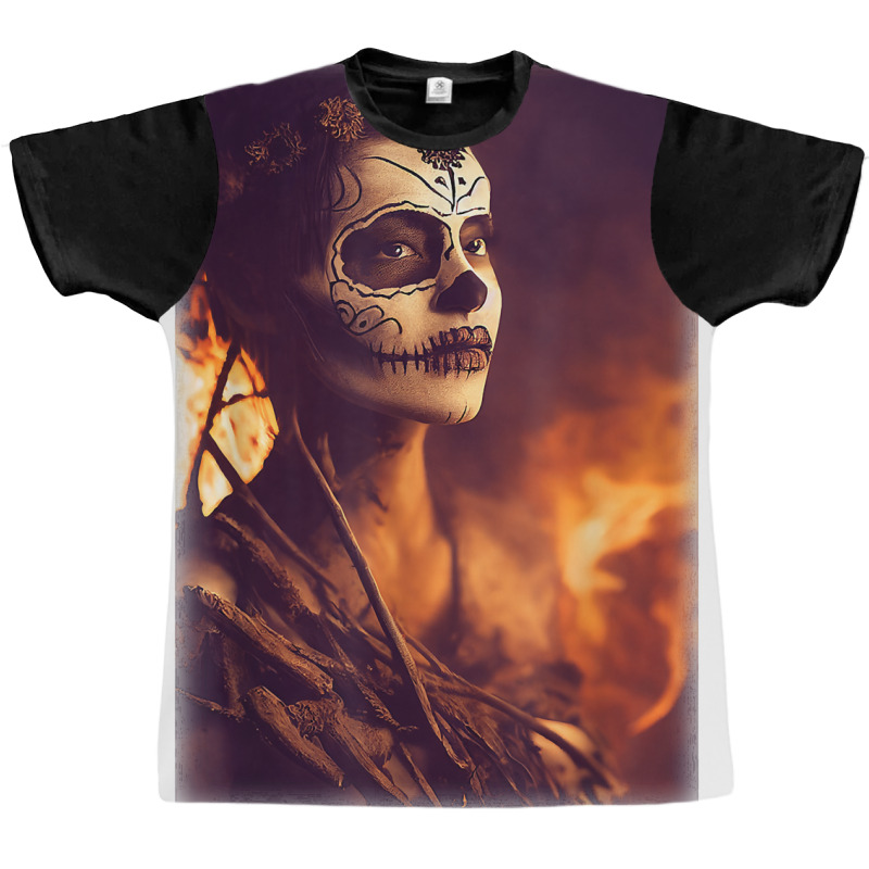 Beautiful Woman Warrior After A Battle With Skeletons T Shirt Graphic T-shirt | Artistshot