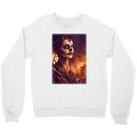 Beautiful Woman Warrior After A Battle With Skeletons T Shirt Crewneck Sweatshirt | Artistshot