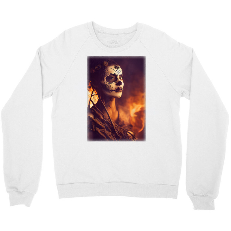 Beautiful Woman Warrior After A Battle With Skeletons T Shirt Crewneck Sweatshirt | Artistshot