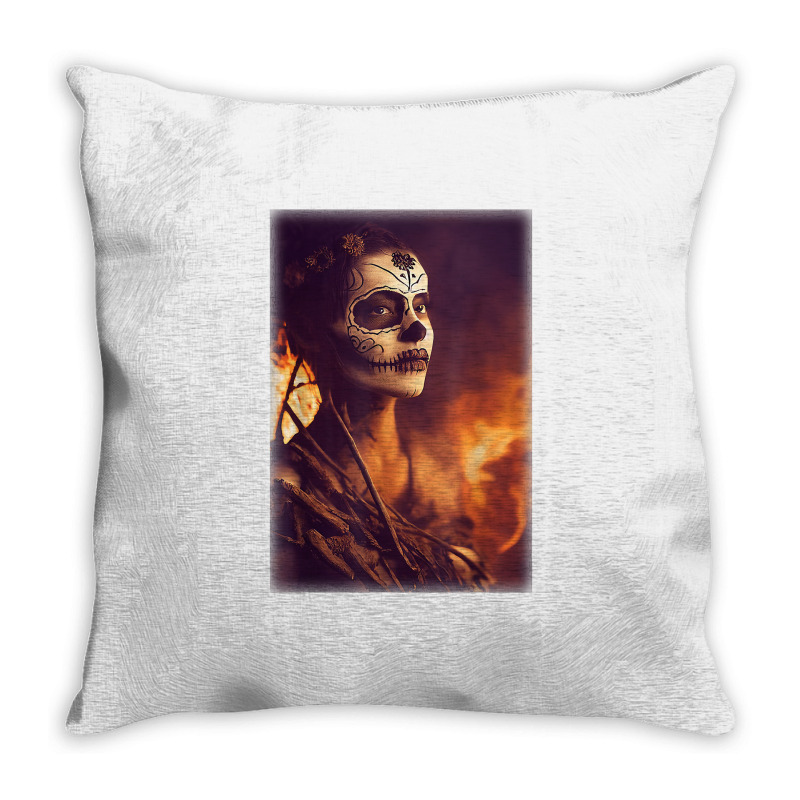 Beautiful Woman Warrior After A Battle With Skeletons T Shirt Throw Pillow | Artistshot