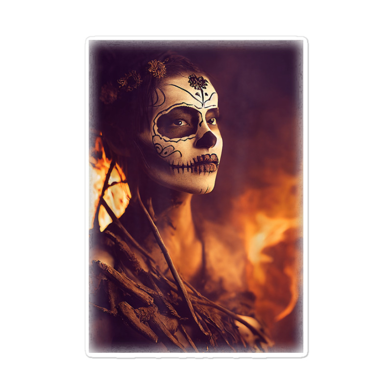 Beautiful Woman Warrior After A Battle With Skeletons T Shirt Sticker | Artistshot