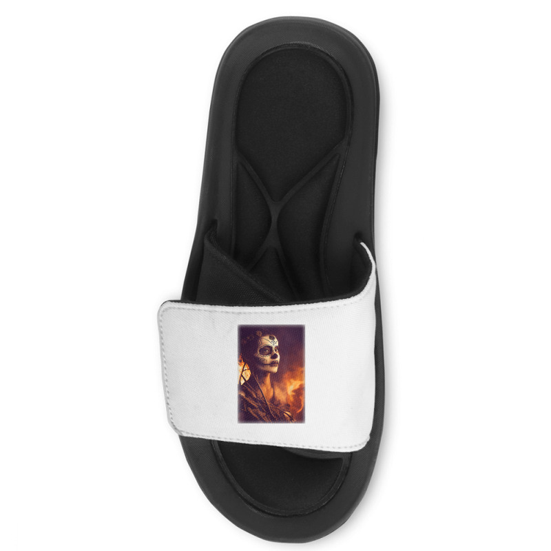 Beautiful Woman Warrior After A Battle With Skeletons T Shirt Slide Sandal | Artistshot