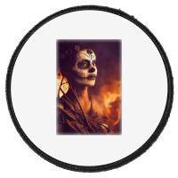 Beautiful Woman Warrior After A Battle With Skeletons T Shirt Round Patch | Artistshot