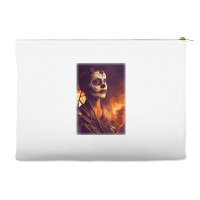 Beautiful Woman Warrior After A Battle With Skeletons T Shirt Accessory Pouches | Artistshot