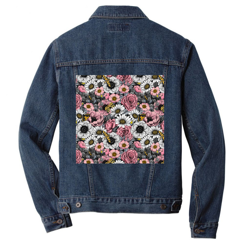 Flower Mix And Moths Men Denim Jacket by Jerhogen528 | Artistshot