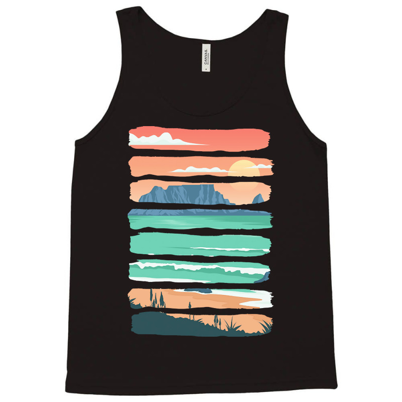 Beach Sunset T  Shirt Summer Sunset Beach Vacation Rocky Cliffs Ocean Tank Top by pagaclydia939 | Artistshot