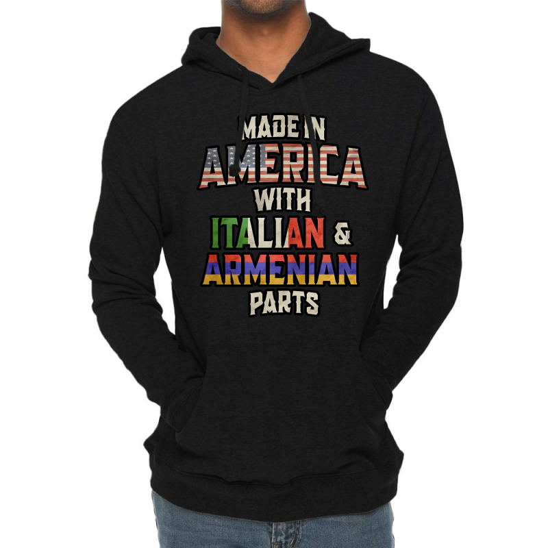 Italian And Armenian Made In America Mix Heritage Vintage Lightweight Hoodie by poppyallen | Artistshot