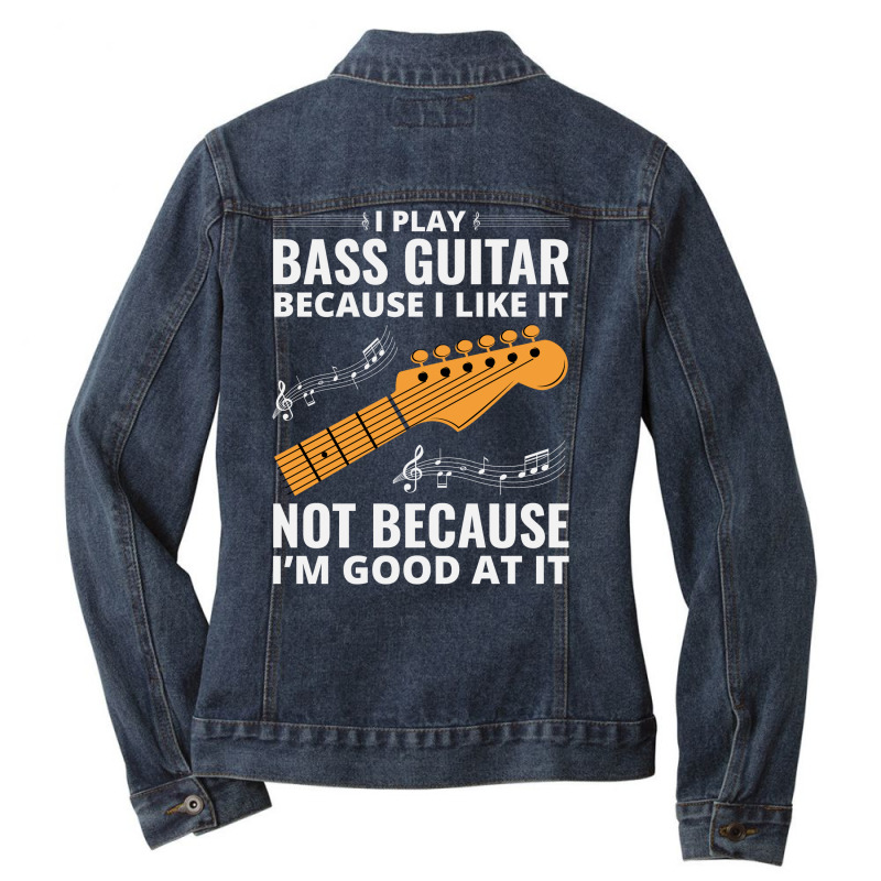 Bass Guitar Player Music Musician Bassist Funny Ladies Denim Jacket | Artistshot