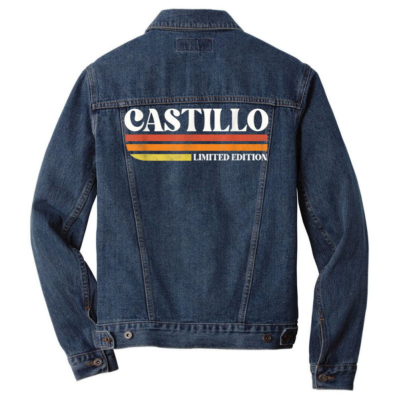 Castillo Surname Funny Reunion Retro Vintage 70s 80s Birthda T Shirt Men Denim Jacket | Artistshot