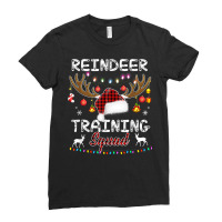 Christmas Running Funny Reindeer Training Squad Red Plaid T Shirt Ladies Fitted T-shirt | Artistshot