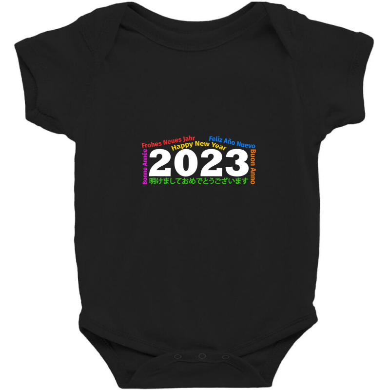 Happy New Year 2023 In Multi Languages Colorful Design Baby Bodysuit | Artistshot