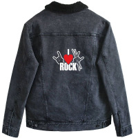 I Love Rock Drummer Rock Music Unisex Sherpa-lined Denim Jacket | Artistshot