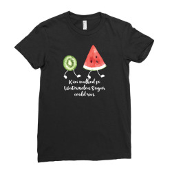 kiwi walked so watermelon sugar could run for dark Ladies Fitted T-Shirt | Artistshot