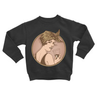 Lady Drinking Wine. Art Deco Style Illustration Design. Toddler Sweatshirt | Artistshot