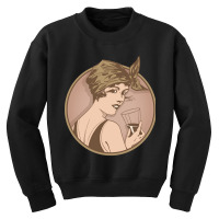 Lady Drinking Wine. Art Deco Style Illustration Design. Youth Sweatshirt | Artistshot