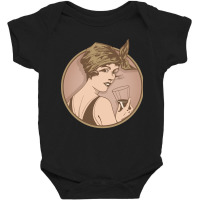 Lady Drinking Wine. Art Deco Style Illustration Design. Baby Bodysuit | Artistshot