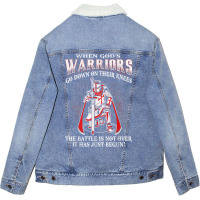 Crusader Knight Templar Warrior Of God   When Warriors Kneel T Shirt Unisex Sherpa-lined Denim Jacket | Artistshot