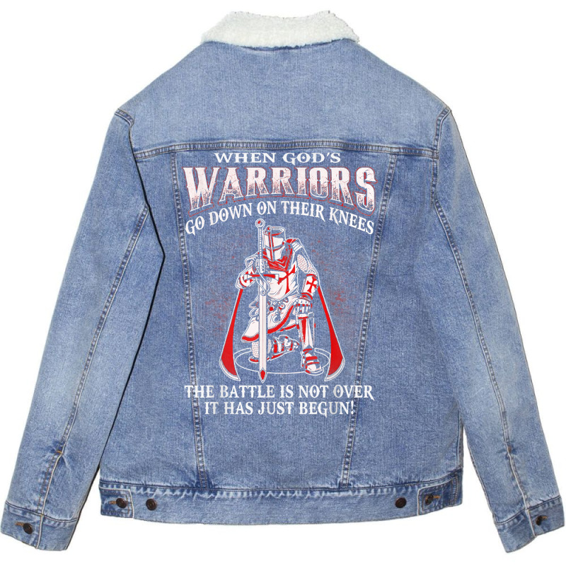 Crusader Knight Templar Warrior Of God   When Warriors Kneel T Shirt Unisex Sherpa-lined Denim Jacket | Artistshot