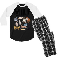 Milf Man I Love Felines Cat Vintage Men's 3/4 Sleeve Pajama Set | Artistshot