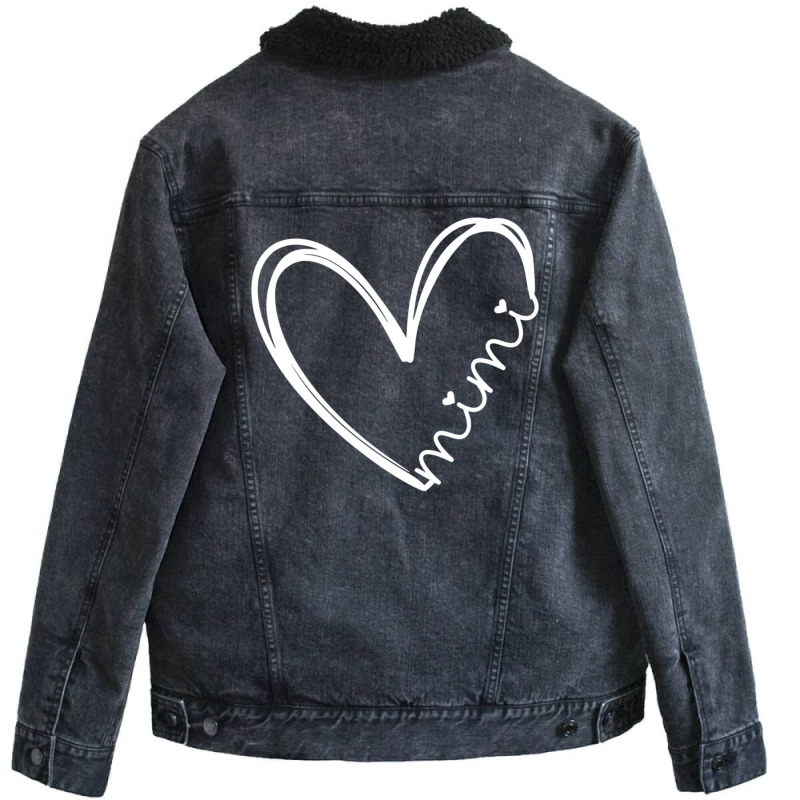 Mimi Heart For Grandma Mother Day Women Unisex Sherpa-Lined Denim Jacket by Min06 | Artistshot