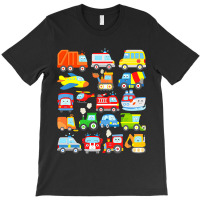 Cars And Trucks With Planes, Helicopter And Boat For Kids T-shirt | Artistshot