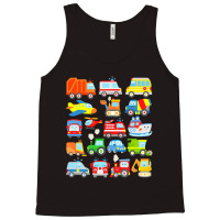 Cars And Trucks With Planes, Helicopter And Boat For Kids Tank Top | Artistshot