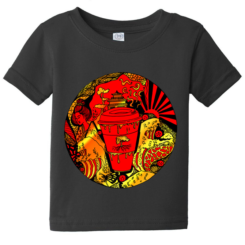 Gold And Red Coffee In Japan Baby Tee by Pannell Quintero | Artistshot