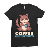 Coffee To Survive Nine Lives Funny Cute Cat Ladies Fitted T-shirt | Artistshot